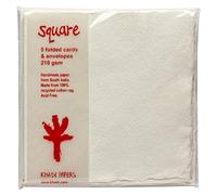 Khadi : White Watercolour Blank Greeting Cards with Envelopes : 15x15cm : 5 Pack