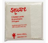 Khadi : White Watercolour Blank Greeting Cards with Envelopes : 8x8cm : 5 Pack