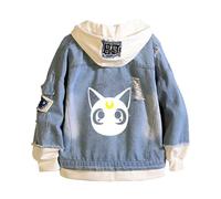 KHAFVXTP Sai-lor Moon Mens Denim Jackets, Lightweight Jacket Casual, Hoodies are Ideal Weekend Wear, Classic(Blue5,2XL)