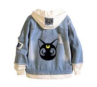KHAFVXTP Sai-lor Moon Mens Denim Jackets, Lightweight Jacket Casual, Hoodies are Ideal Weekend Wear, Classic(Blue6,S)