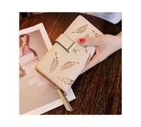 (Khaki 1) Luxury Women Wallet Leather Purse Short Zipper Clu