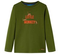 (khaki, 128) Kids' T-shirt with Long Sleeves Children's T Shirt Tee Little Monkey Print