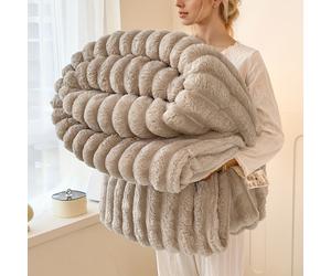 (Khaki, 180cm*200cm) 1pc Extra Large 180x200cm Heavy-Duty Thick Bedspread/Throw - Ultra-Soft Plush All-Season Luxury Bedding for RV, Camper,
