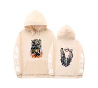 (Khaki-2, 4XL) Autumn/Winter Anime Devil Hunter Print Men's and Women's Casual Sports Hoodie Loose Hoodie Jacket