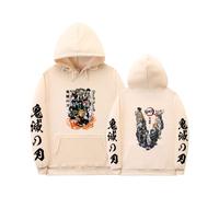 (Khaki-3, 4XL) Autumn/Winter Anime Devil Hunter Print Men's and Women's Casual Sports Hoodie Loose Hoodie Jacket