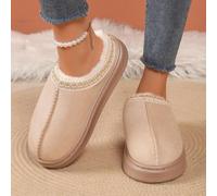 (khaki, 38-39) Women's Slipper Slip On For Women Suede Leather Indoor/Outdoor Comfy Fur Fleece Lined Short Mini Boot Tasman Slippers