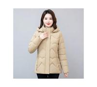 (Khaki, 6XL) Mother's winter down cotton jacket for women short waisted cotton coat for middle-aged and elderly