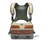 Khaki Adjustable Chest, Waterproof Fly Fishing Chest Pack for Me | Durable khaki outdoor fishing pack crafted from waterproof Oxford cloth, featuring a convenient zip-down workstation, fully