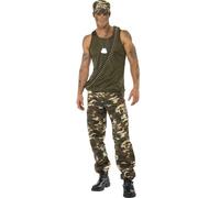 Khaki Army Soldier Adult Costume Men's M