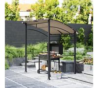Khaki BBQ Gazebo Sun Shade Tent Powder-Coated Metal Frame 10 Hooks 2.15x1.5m