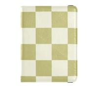 Khaki Beige Checkered Leather Passport Case for Travel Vaccines Travel Wallet for Men Ultra Thin Checkered Khaki Beige Checkered 1 Size, Checked Beige Khaki, 1 size