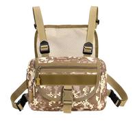 Khaki Camo Chest Bag, Armed Sport Waist Pack, Oxford Fabric with Nylon Lining, Adjustable Shoulder Strap, Fishing Pack for Men and Women