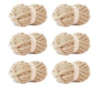 Khaki Chunky Chenille Yarn, 6 PCS Chunky Chenille Yarn for Hand Knitting, Bulky Thick Chunky Plush Yarn for DIY, Extra Bulky Chunky Yarn for Hand Knitting Blankets (30 Yards, 8.8 Ounces Each)