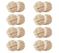 Khaki Chunky Chenille Yarn, 8 PCS Chunky Chenille Yarn for Hand Knitting, Bulky Thick Chunky Plush Yarn for DIY, Extra Bulky Chunky Yarn for Hand Knitting Blankets (30 Yards, 8.8 Ounces Each)
