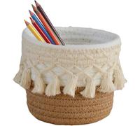 (Khaki) Comb Brushes Storage Basket | Hand-Woven Brush Holder | Multi-Functional Soft Display Cases for Family Friends Colleagues