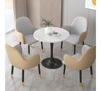 Khaki Conference Table Set for Office Meetings 4-Person Small Conference Room Table with Chairs Lounge Area Furniture for Collaborative Spaces