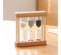 Khaki Creative 1/3/5 Minute Wooden Sand Glass Hourglass Timer Clock Home Decor Kitchen Tools Gift for Simple Style Thermometers and Timers, Brown