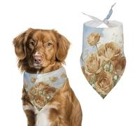 Khaki Flowers Dog Bandana, Soft Breathable Pet Scarf, Personalized Dog Bib Kerchief for Small Medium Large Dogs Cats, Exquisite Pet Neckerchief for Daily Wear, Travel, Party
