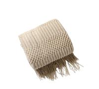 Khaki Gift Knitted Blanket with Tassels Chunky Vintage Luxury Farmhouse Throw Bedspread Oversized Blanket Cover(Khaki,127x230cm)