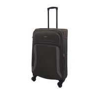 Infinity Leather Soft 8 Wheel Luggage Light Travel Suitcases in Khaki | Size: Medium Infinity Leather Khaki Medium