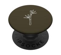 Khaki Green Minimalist Bamboo Line Art Boho Zen Graphic PopSockets Adhesive PopGrip