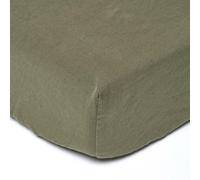 (Khaki Green, Single) Linen Deep Fitted Sheet