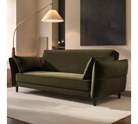 Khaki Green Velvet 3 Seater Click Clack Sofa Bed Bobby
