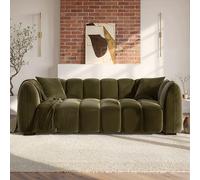 Khaki Green Velvet 3 Seater Sofa - Elod