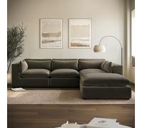 Khaki Green Velvet 5 Seater L-Shape Modular Corner Sofa with Reversible Chaise - Hudson