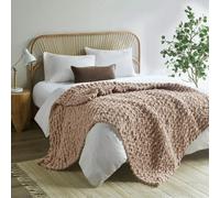Khaki Hand-Woven Throw Cozy Chenille Blanket for Couch and Bed