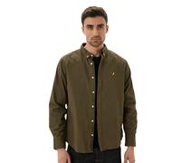 (Khaki/Jet Black, Large) Brave Soul Long Sleeve Shirt