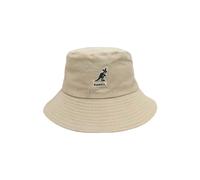 (Khaki) Kangol Washed Classic Bucket Hat Cotton Round Top Wide Brim Unisex Headwear