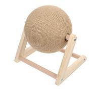 Khaki Kitten Claw Grinding Ball-shaped Toy Made of Sisal and Wood Cat Scratching Ball Toy that Keeps Cats Fit and Active
