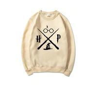 (khaki, L) Wizard Hat Sweatshirt Wizard Wand Hoodie HP Pullovers Long Sleeve Unisex Graphic Hoodies Magic School Sweatshirts Streetwear Top