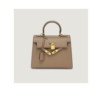 (Khaki, Large size 25cm) Mini Second-Generation Kelly Handbag Kelly Palm Print Women's Handbag With A Luxurious Feel Women's Bag Single Shoulder Bag Platinum Bag