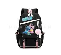 (Khaki) Lilo And Stitch Backpack Waterproof Bookbag Laptop Rucksack Travel USB Large Capacity Mochila School Bag For Kids