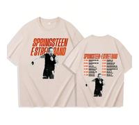(khaki, M) Bruce Springsteen and E Street 2025 Tour T-shirt Man Women Harajuku O-neck Summer Casual Shirt