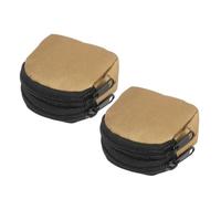 Khaki Nylon Mini Coin Pouch with Zipper Double Pockets for Belt | Compact Everyday Storage for Keys, USB Flash Drives or Earphones, Portable Hands-free Carry for Travel and Hiking