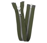 Khaki Olive Metal Silver Zips Open Ended 813D, 35cm 14 Inch, 1