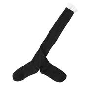 (Khaki, One size) Women Ribbed Knitted for Extra Long Thigh High Stockings with Ruffled Floral Lace Trim Japanese Lolita Student Over Knee Long Socks Hosiery Black