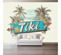 Khaki Photo Wallpaper Murals 350 x 256 cm, Retro Neon Letters Plants 3D Non Woven Fabric Wall Mural for Bedroom Living Room Walls Decor, TV Background Sofa Wall Sticker