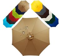 Khaki Replacement Parasol Fabric Cover for 6/8 Ribs Sun Umbrella Canopy Fits 200cm to 350cm Garden Umbrella Cloth Outdoor Patio Shade Canopy