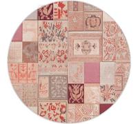 Khaki Round Washable Rugs 60cm, Vintage Rug for Bedroom, Non-Slip Soft Patchwork Geometric Floral Print Living Room Area circle Carpet for Laundry Nursery