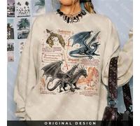 (khaki, S) Women Retro Fourth Wing Dragon Basgiath War College Sweatshirt Gift for Book Lover Long Sleeve Fleece Sweatshirt Y2K Streetwear