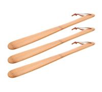 Khaki Shoe Horn 15 Inch Long Handle Bamboo 3pcs for Men and Elderly