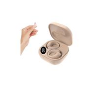 (Khaki) Small Clip Open Ear Headphones Wireless Ear Clip Air Conduction Conducting Earphone Headset With Mic Open Ear Earbuds