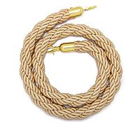 Khaki Stanchion Hemp Rope with Gold Plated Hooks, Crowd Control Line Queue Divider Barrier Ropes for Concerts/Trade Shows