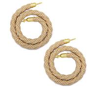 Khaki Stanchion Hemp Rope with Gold Plated Hooks, Crowd Control Line Queue Divider Barrier Ropes for Concerts/Trade Shows