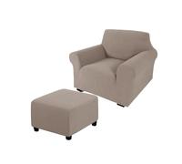 Khaki Stretch Sofa Slipcover Set with Ottoman CoversFur Protector for Single Sofas Durable & Stylish Elastic Fabric Ideal for Home Décor & Pet Owners