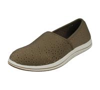 (Khaki, UK 4) Ladies Clarks Lightweight Cloudstepper Loafer Style Shoes Brinkley Emily - D Fit